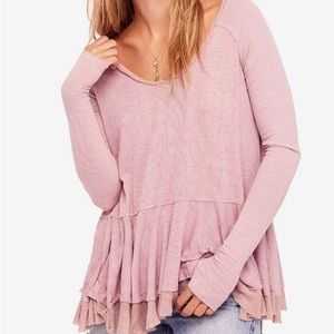 Free People Tangerine Tiered Thumbhole Top PINK